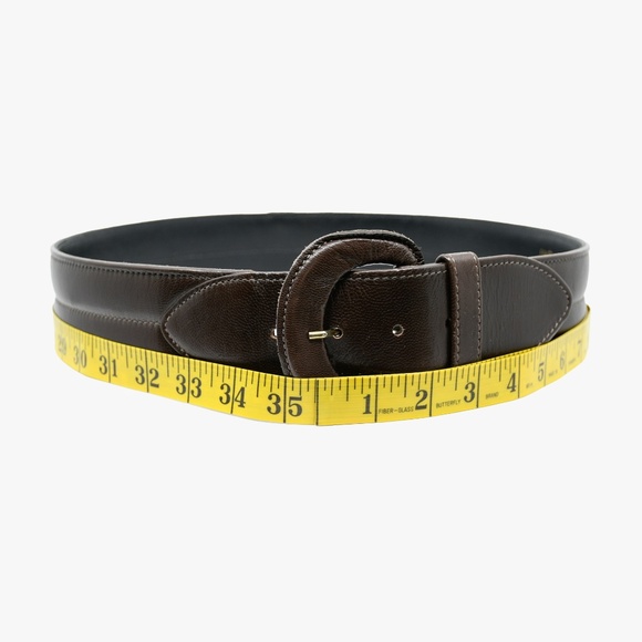 LINDA LUNDSTRÖM Brown Leather Belt with Buckle Size L - Picture 7 of 8